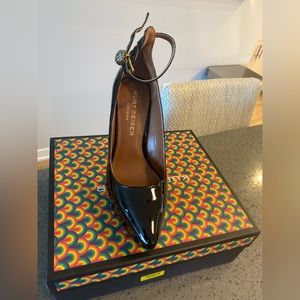 Black platform heels. Worn once. Patent leather